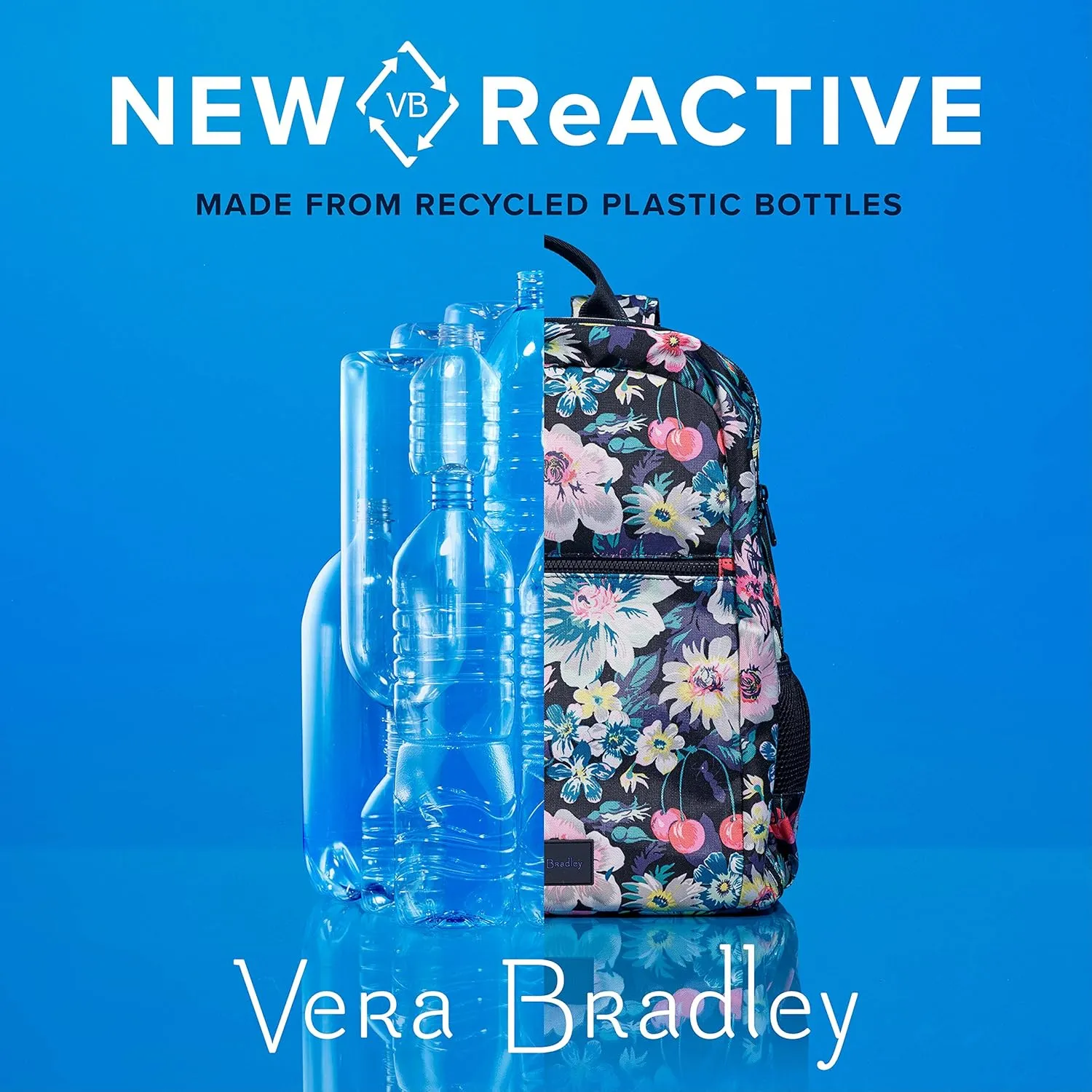 Vera Bradley Women's Recycled Lighten Up ReActive Expandable Lunch Cooler Lunch Bag, Black, One Size