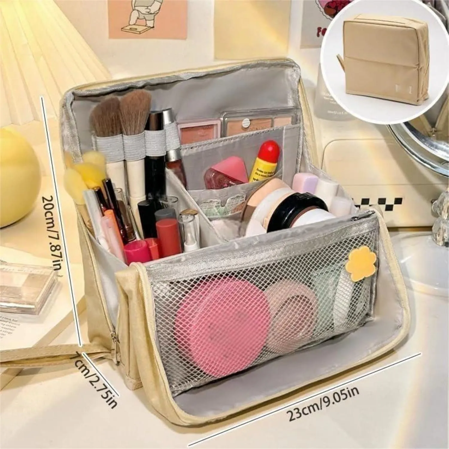 Vertical Makeup Organizer Bag, Doresty Makeup Bag, Doresty Standing Makeup Bag – Portable, Large Capacity, Multi-purpose Large Capacity Standing Makeup bag, Toiletry Bags with Compartments (navy blue)
