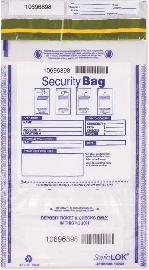 Vertical Twin Dual Pocket Bank Deposit Bags, 9 1/2 x 15" - 100 Bags
