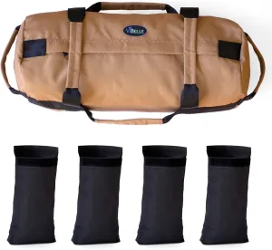 ViBelle Heavy Duty Training Sandbags for Fitness, Zipper Weight Adjustable Fitness Power bag for Weight Lifting, Running, Exercise, Powerlifting with 4 inner sandbag
