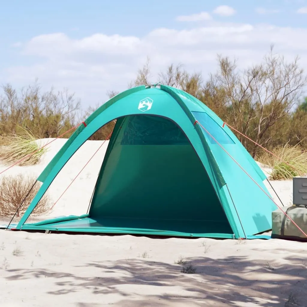 vidaXL Sea Green Beach Tent - 185T Polyester Waterproof Shade with 2 Doors & Windows, 82.7x59.1x51.2, Portable Lightweight Shelter