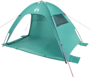 vidaXL Sea Green Beach Tent - 185T Polyester Waterproof Shade with 2 Doors & Windows, 82.7x59.1x51.2, Portable Lightweight Shelter
