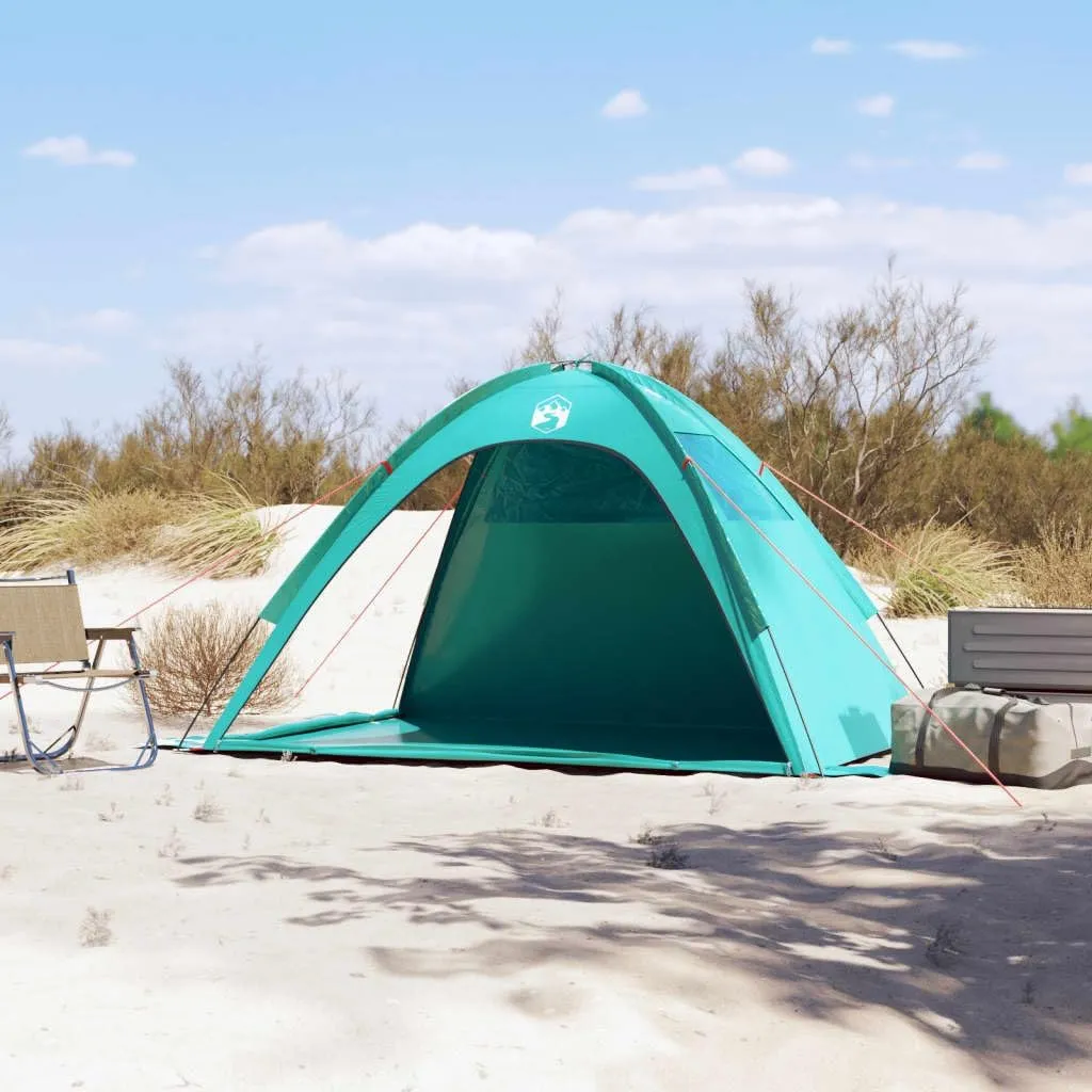 vidaXL Sea Green Beach Tent - 185T Polyester Waterproof Shade with 2 Doors & Windows, 82.7x59.1x51.2, Portable Lightweight Shelter
