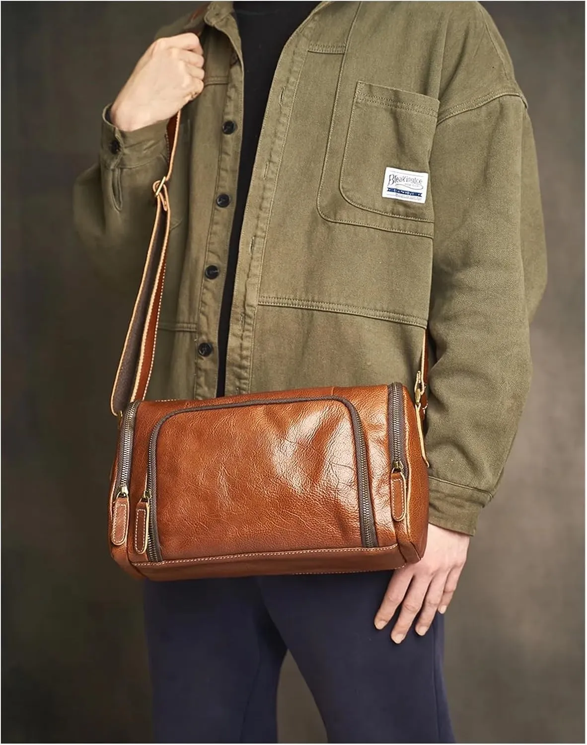 Vintage Crossbody Bag For Men Genuine Leather Mens Shoulder Bag Fashion Casual Classic Messenger Bags
