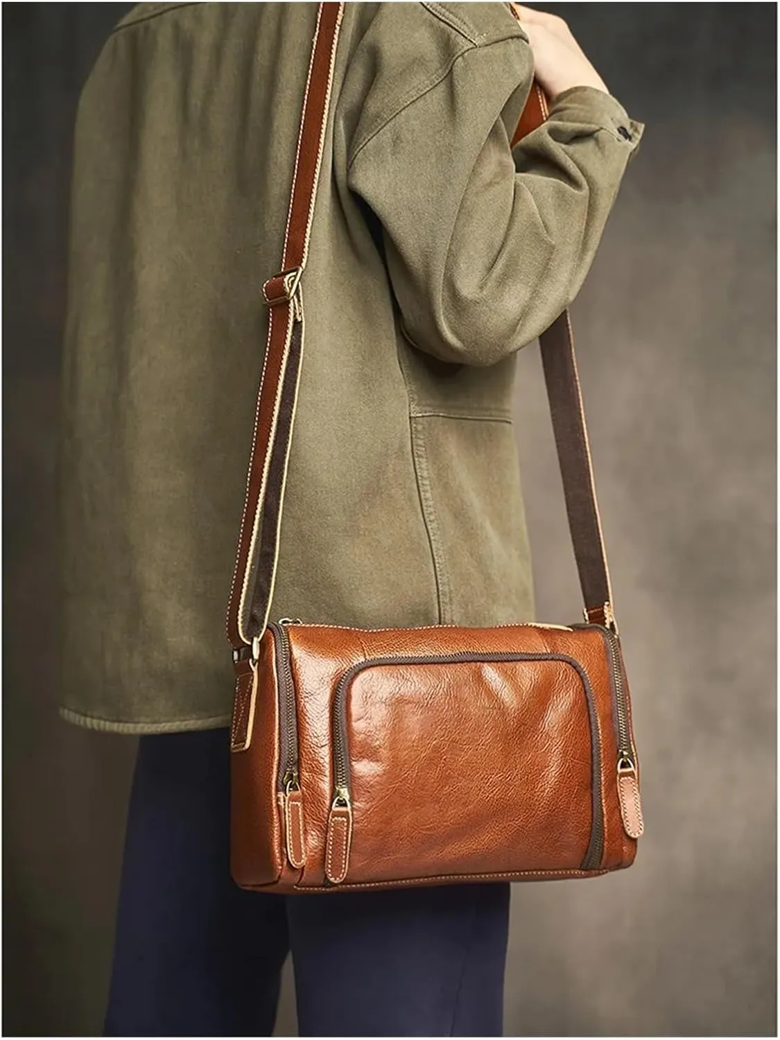 Vintage Crossbody Bag For Men Genuine Leather Mens Shoulder Bag Fashion Casual Classic Messenger Bags