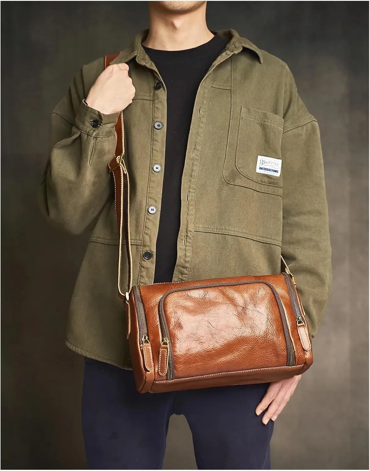 Vintage Crossbody Bag For Men Genuine Leather Mens Shoulder Bag Fashion Casual Classic Messenger Bags
