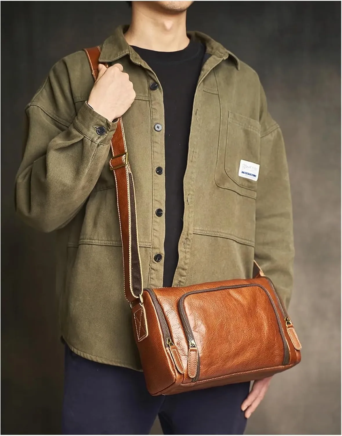 Vintage Crossbody Bag For Men Genuine Leather Mens Shoulder Bag Fashion Casual Classic Messenger Bags