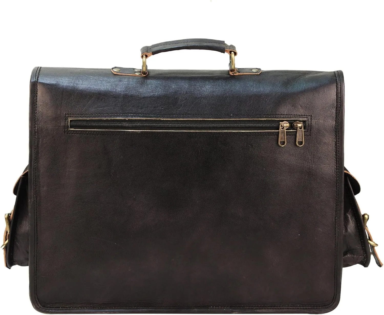 Vintage Goat Leather Messenger Bag, Black