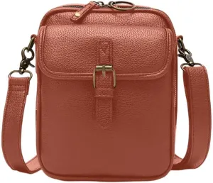Vintage Mini Messenger Bag, Leather Small Purse Crossbody Shoulder Bag for Women Men. Perfect for Working, Travel Occasions