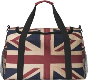 Vintage Union Jack Flag Travel Duffel Bag Large Foldable Waterproof Overnight Bag For Beach Swim Bags Pool Sports Gym