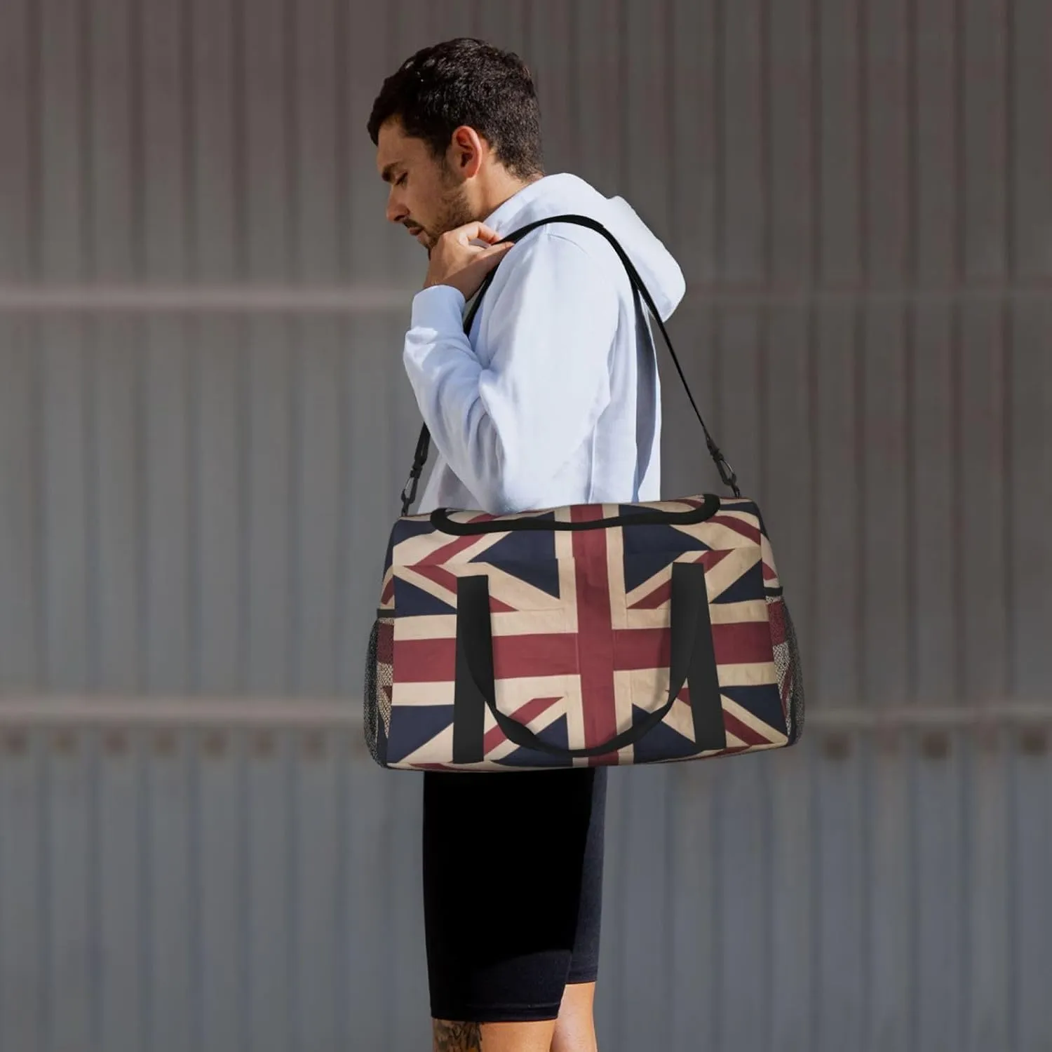 Vintage Union Jack Flag Travel Duffel Bag Large Foldable Waterproof Overnight Bag For Beach Swim Bags Pool Sports Gym