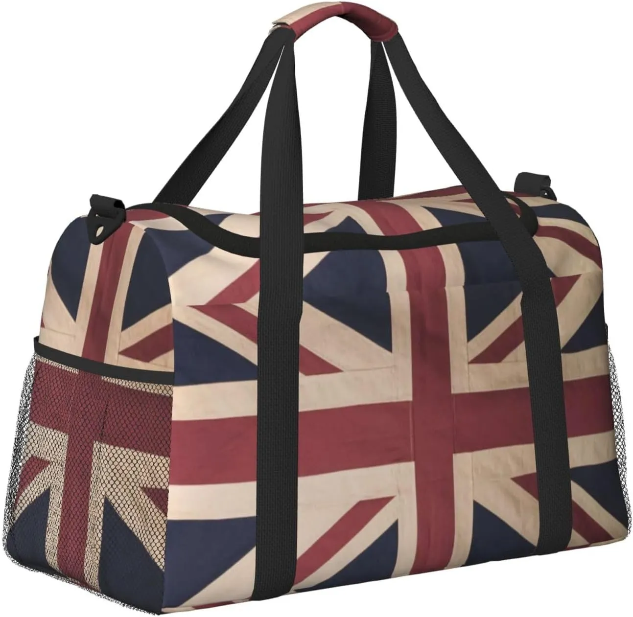 Vintage Union Jack Flag Travel Duffel Bag Large Foldable Waterproof Overnight Bag For Beach Swim Bags Pool Sports Gym