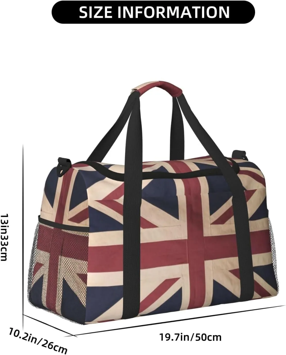 Vintage Union Jack Flag Travel Duffel Bag Large Foldable Waterproof Overnight Bag For Beach Swim Bags Pool Sports Gym