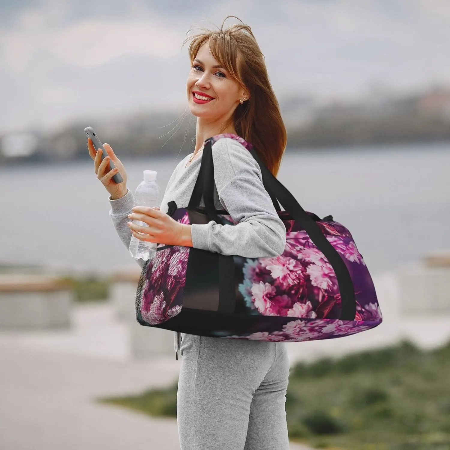 Violet Travel Duffel Bag Large Foldable Waterproof Overnight Bag For Beach Swim Bags Pool Sports Gym