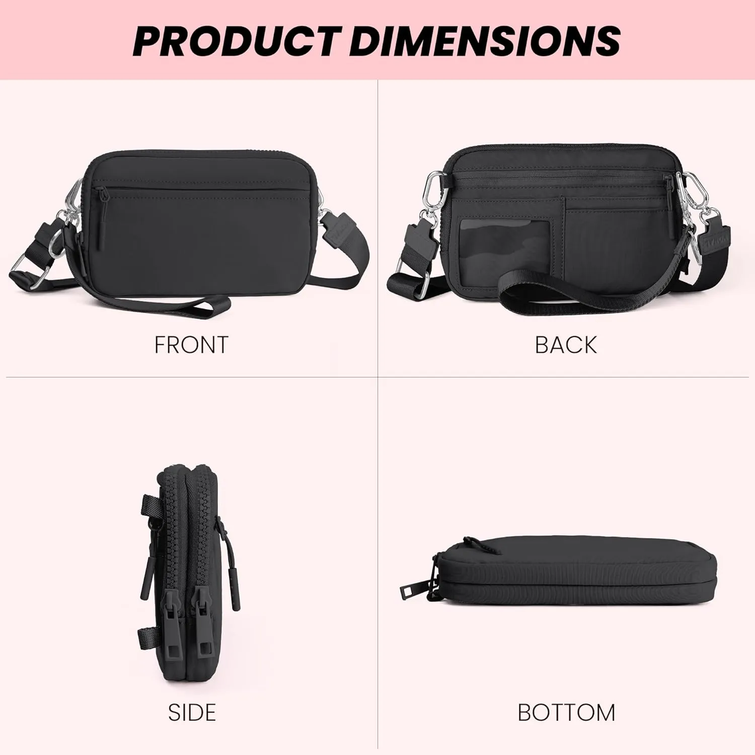 VONAL Wristlet Wallets for Women, RFID Wristlet Purse Built in Wallet, Small Nylon Crossbody Bags, Credit Card Holder