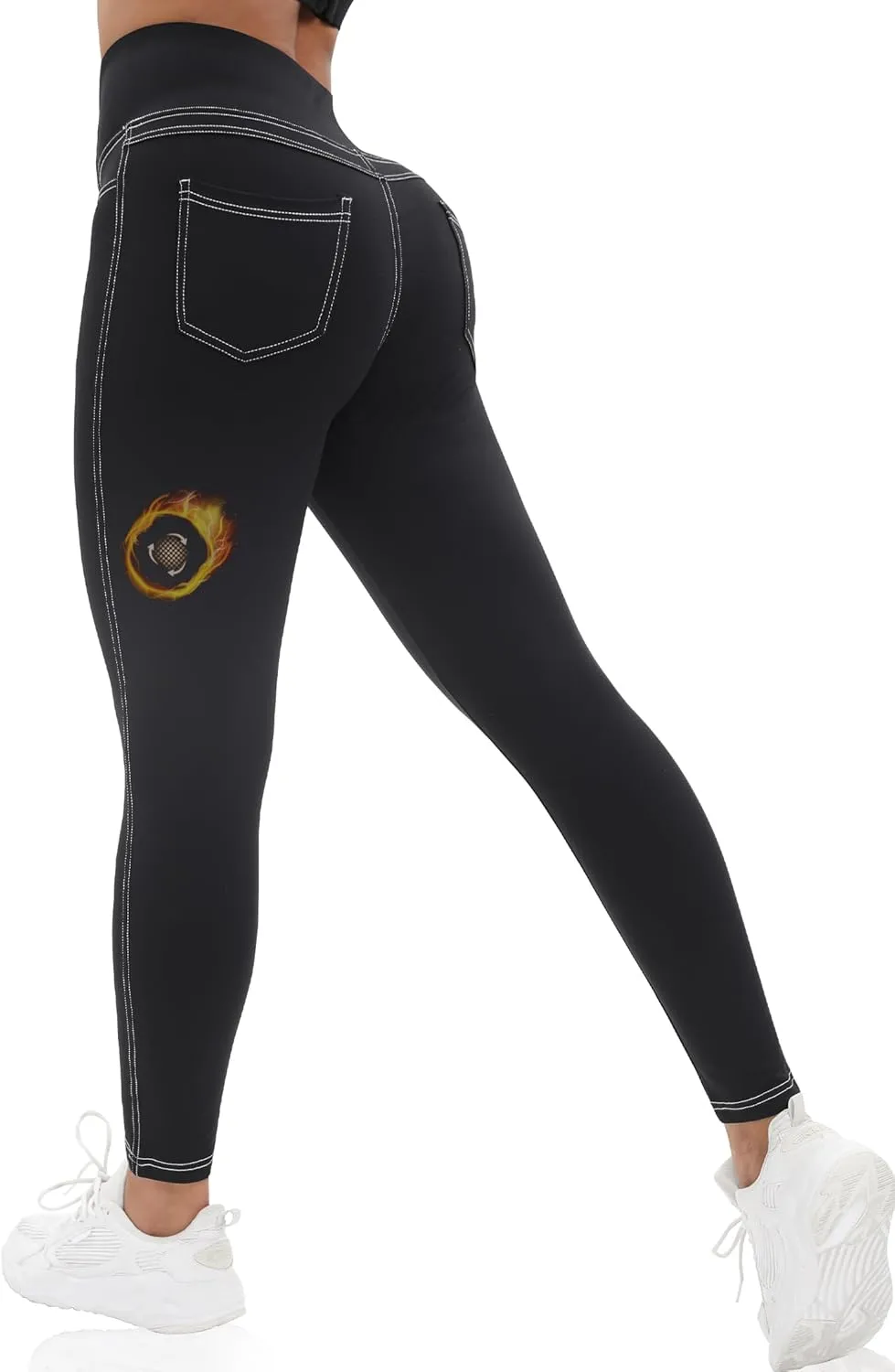 VOOVEEYA Jeggings for Women High Waist, Leggings with Pockets Tummy Control Plus Size Stretchy Jeans Leggings