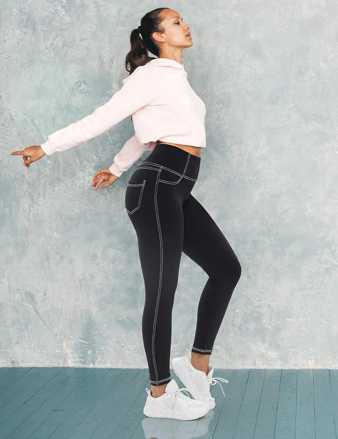 VOOVEEYA Jeggings for Women High Waist, Leggings with Pockets Tummy Control Plus Size Stretchy Jeans Leggings