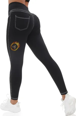 VOOVEEYA Jeggings for Women High Waist, Leggings with Pockets Tummy Control Plus Size Stretchy Jeans Leggings