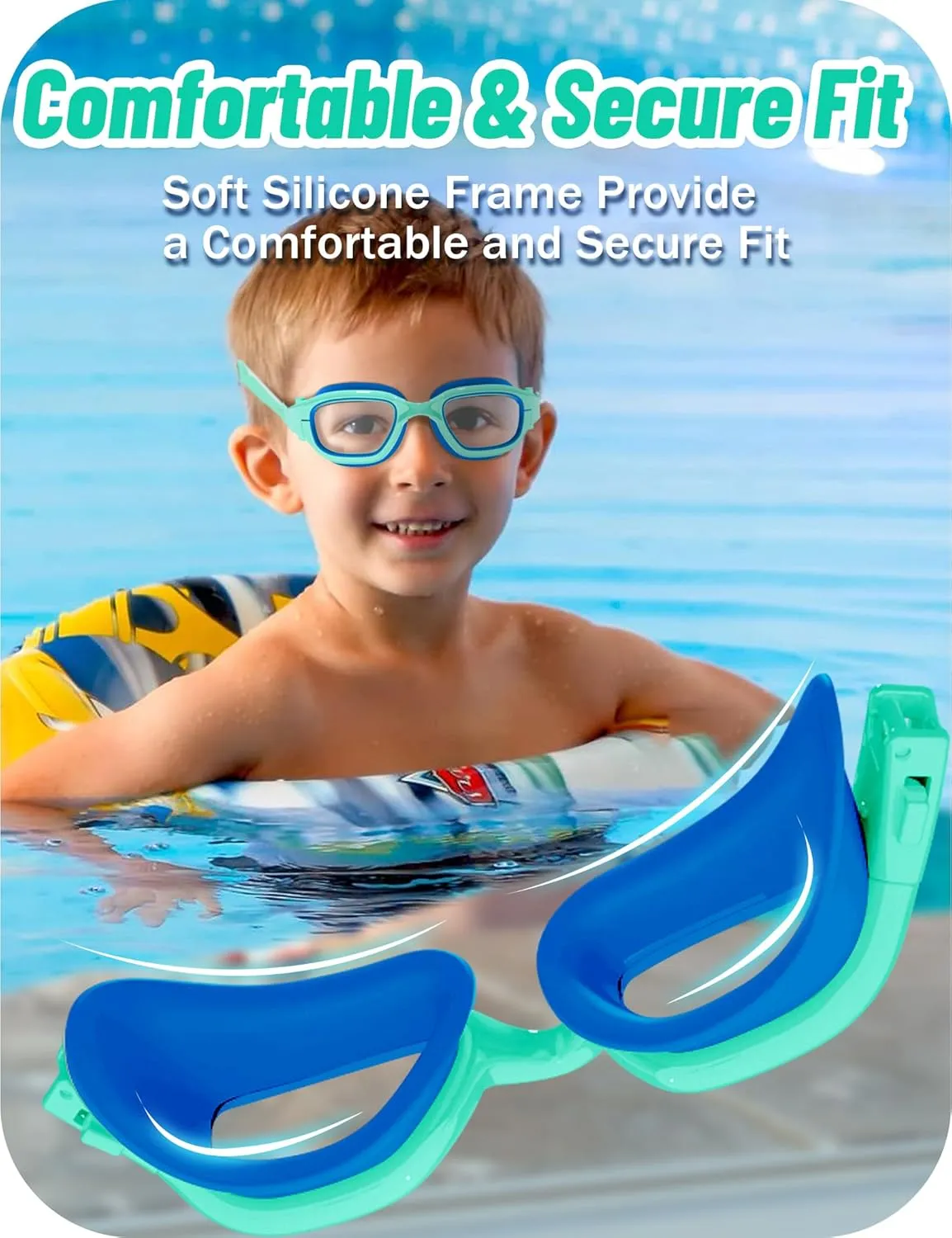 Vvinca Kids Swim Goggles, Swimming Goggles for Toddlers Kids 3-14 Anti-Fog UV Protection No Leak Pool Glasses for Boys Girls