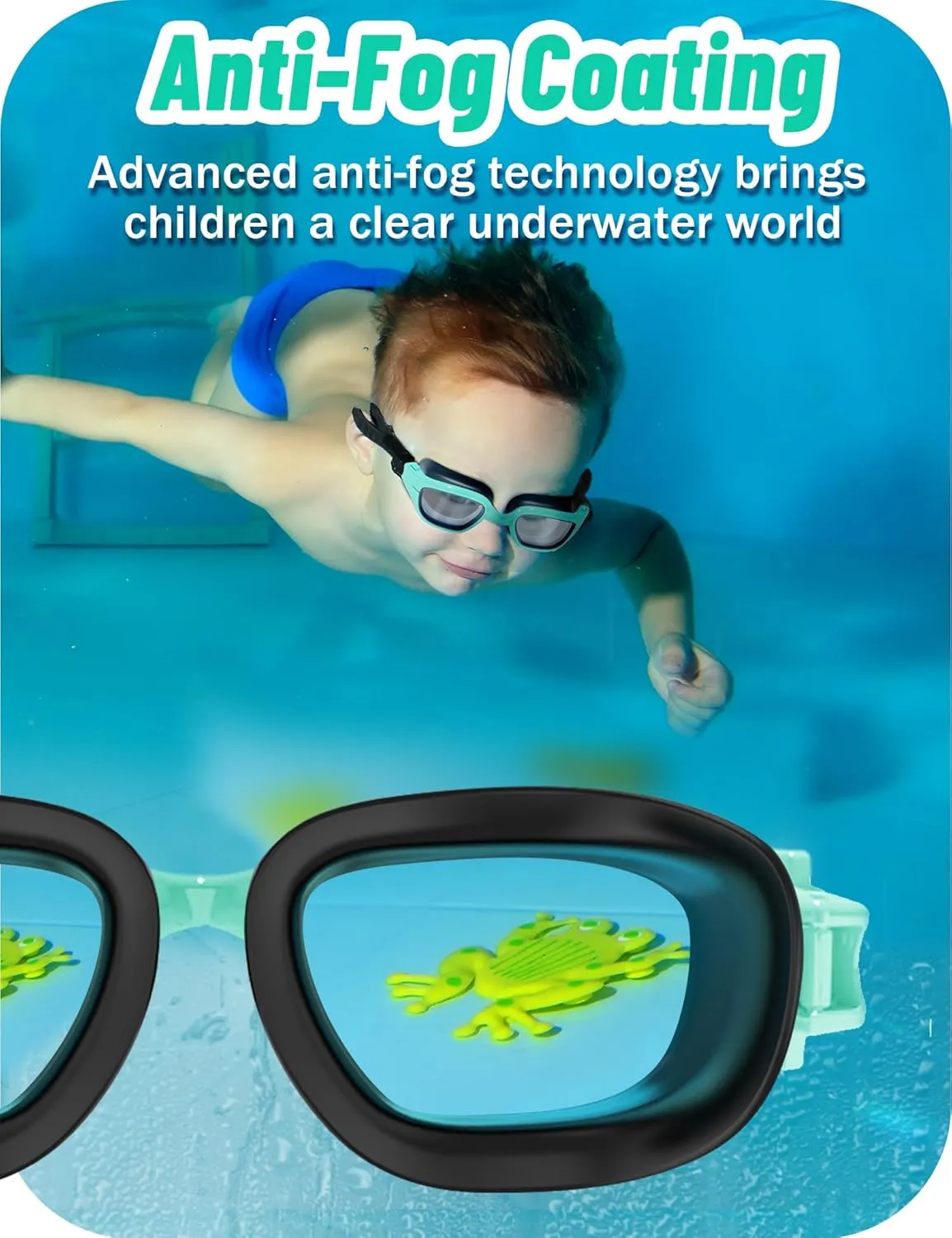 Vvinca Kids Swim Goggles, Swimming Goggles for Toddlers Kids 3-14 Anti-Fog UV Protection No Leak Pool Glasses for Boys Girls