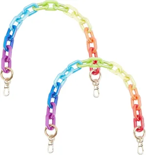 WADORN 2pcs Acrylic Purse Chain Handle, 16.5 inch Colorful Resin Bag Handles Acrylic Handbag Chain Strap with Metal Clasps Shoulder Strap Replacement Bag Decoration Chains Purse Making Accessory