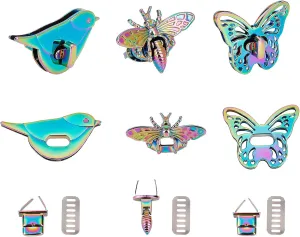 WADORN 3 Sets Purse Twist Lock Clasp, Rainbow Turn Lock Clip Hardware Purse Clutch Closure Metal Handbag Twist Lock Fastener Butterfly/Bee/Bird Shape DIY Craft Wallet Briefcase Making Accessory