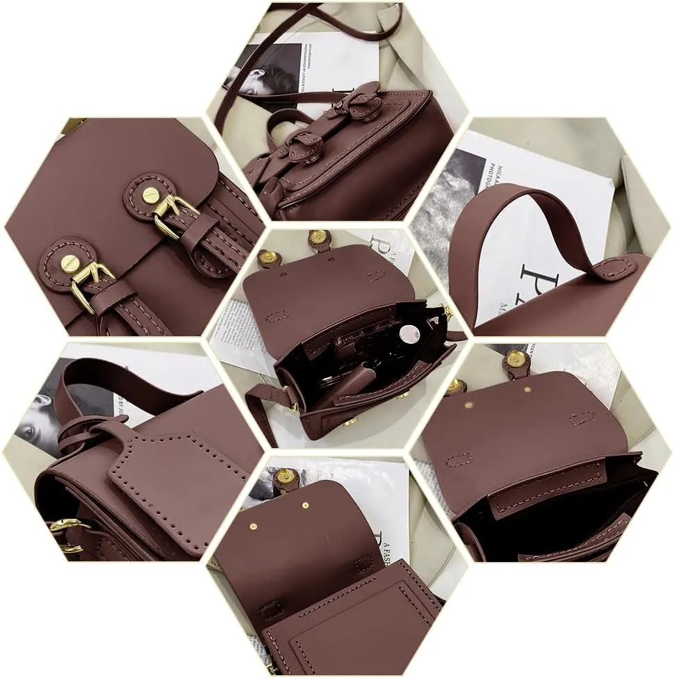 WADORN DIY Leather Shoulder Bag Making Kit, PU Leather Crossbody Bag Sewing Pattern Materials Craft Kit Handicraft Women Messenger Bag Purse Making Supplies Personalized Gift, Brown