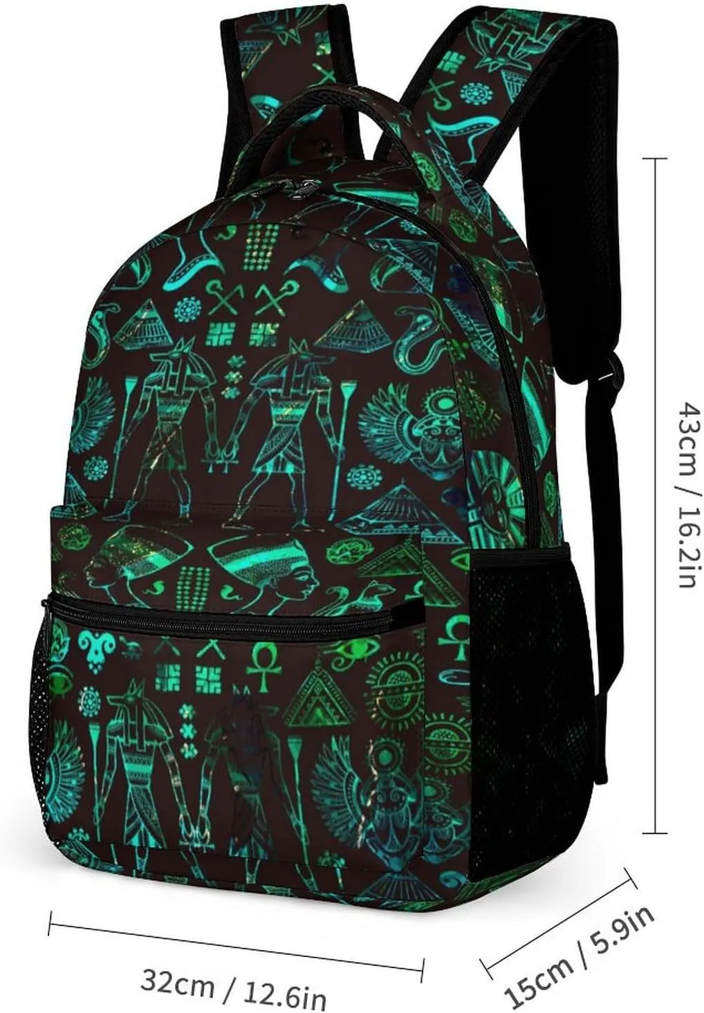 Watercolor Egyptian Mythological Hieroglyphs Bags Set Backpack For Work Hiking Lunch Bag Travel Unisex Bags