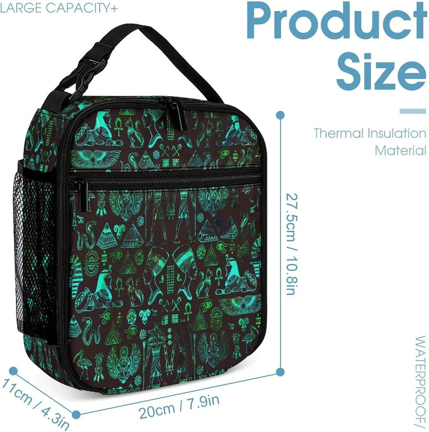 Watercolor Egyptian Mythological Hieroglyphs Bags Set Backpack For Work Hiking Lunch Bag Travel Unisex Bags