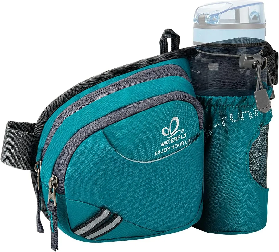 WATERFLY Fanny Pack Waist Bag: Waist Pack for Women Men with Water Bottle Holder Hiking Fanny Pack for Running Walking DogWalking Travel Cycling