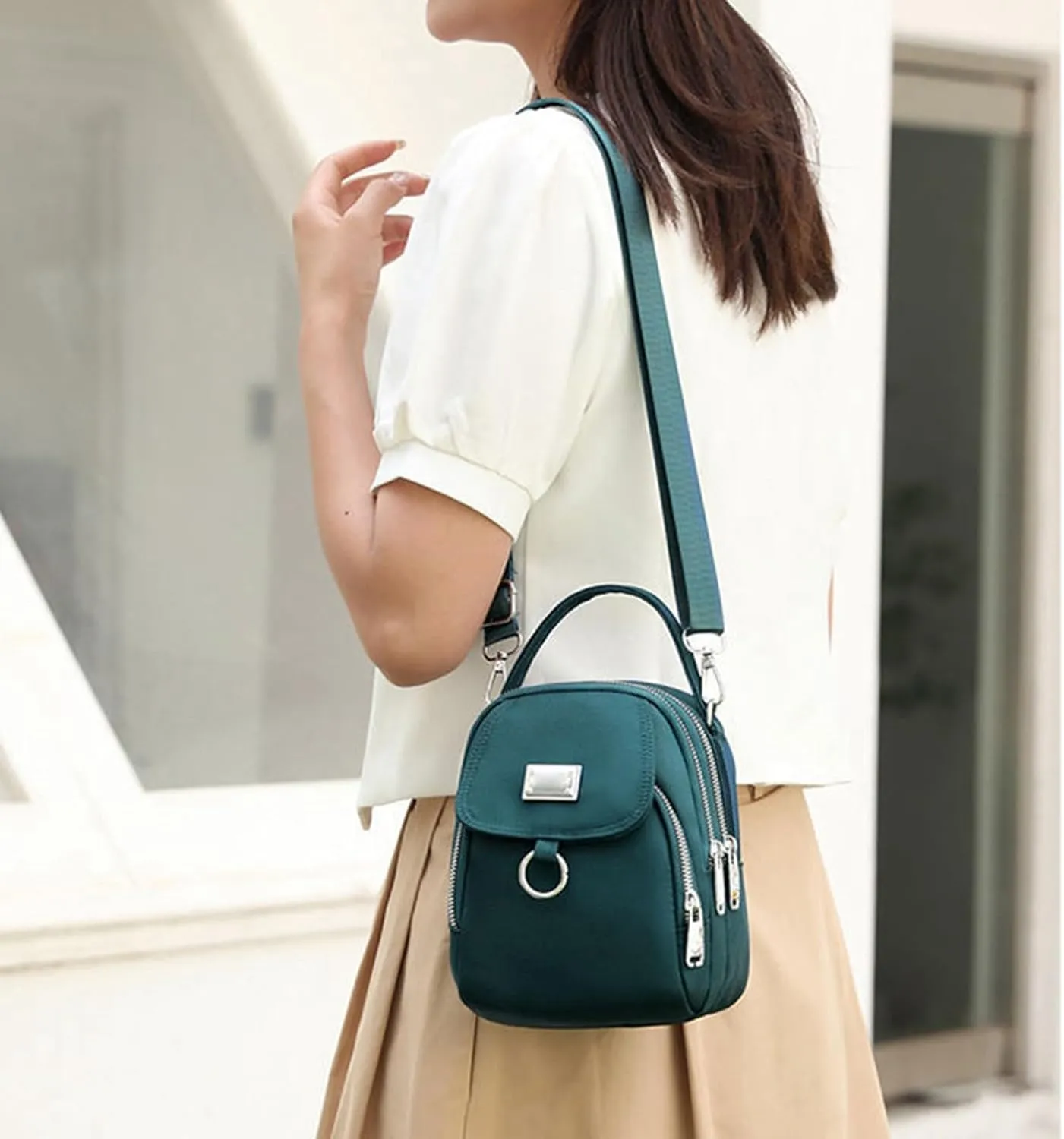 Waterproof Women Crossbody Bag Nylon Messenger Bags Simple Purse for Work, Multi-pocket Storage Shoulder Handbag