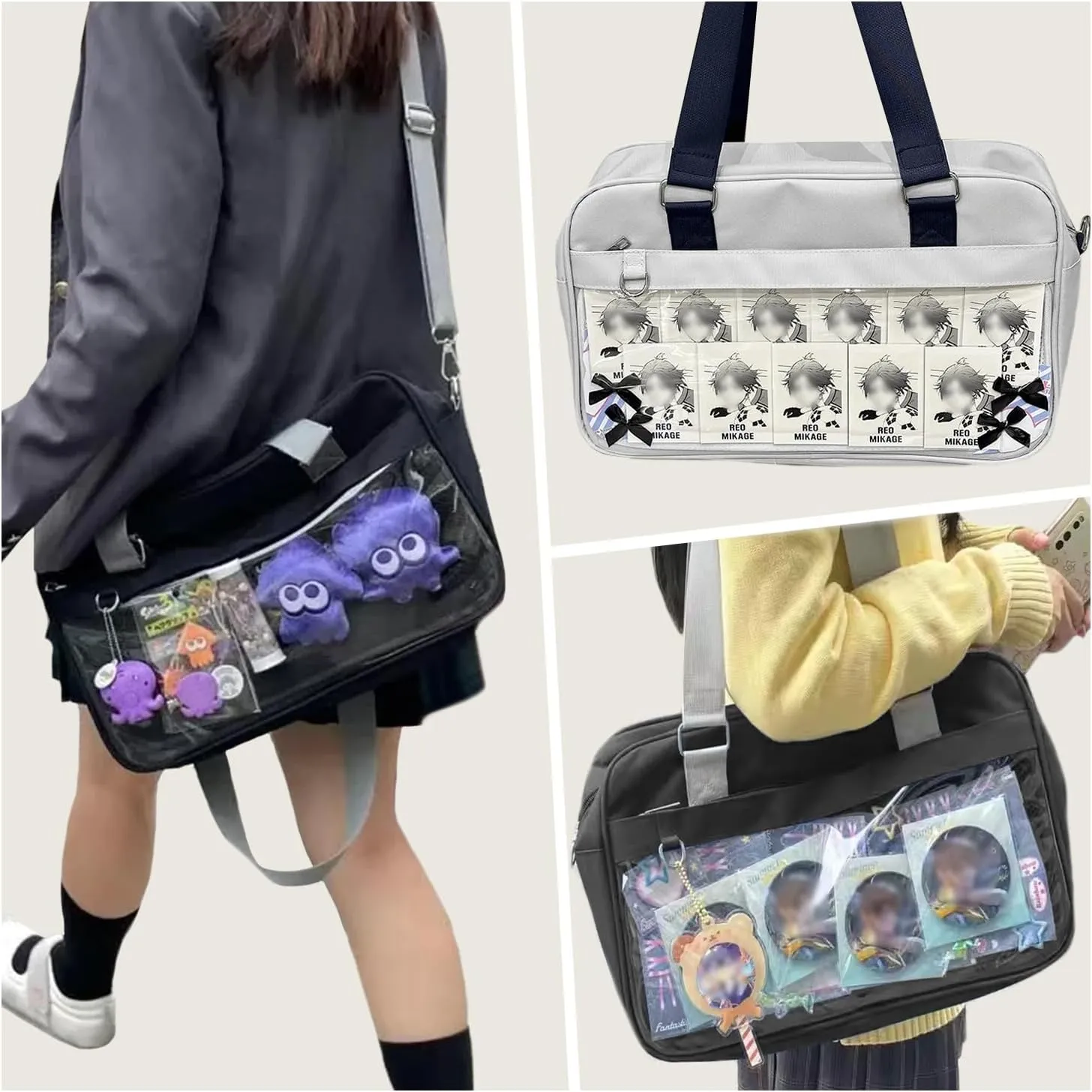 WAYUTO Ita Bag Crossbody Bag Messenger Shoulder Bags Kawaii Pin Display Bag with Insert for Anime Cosplay