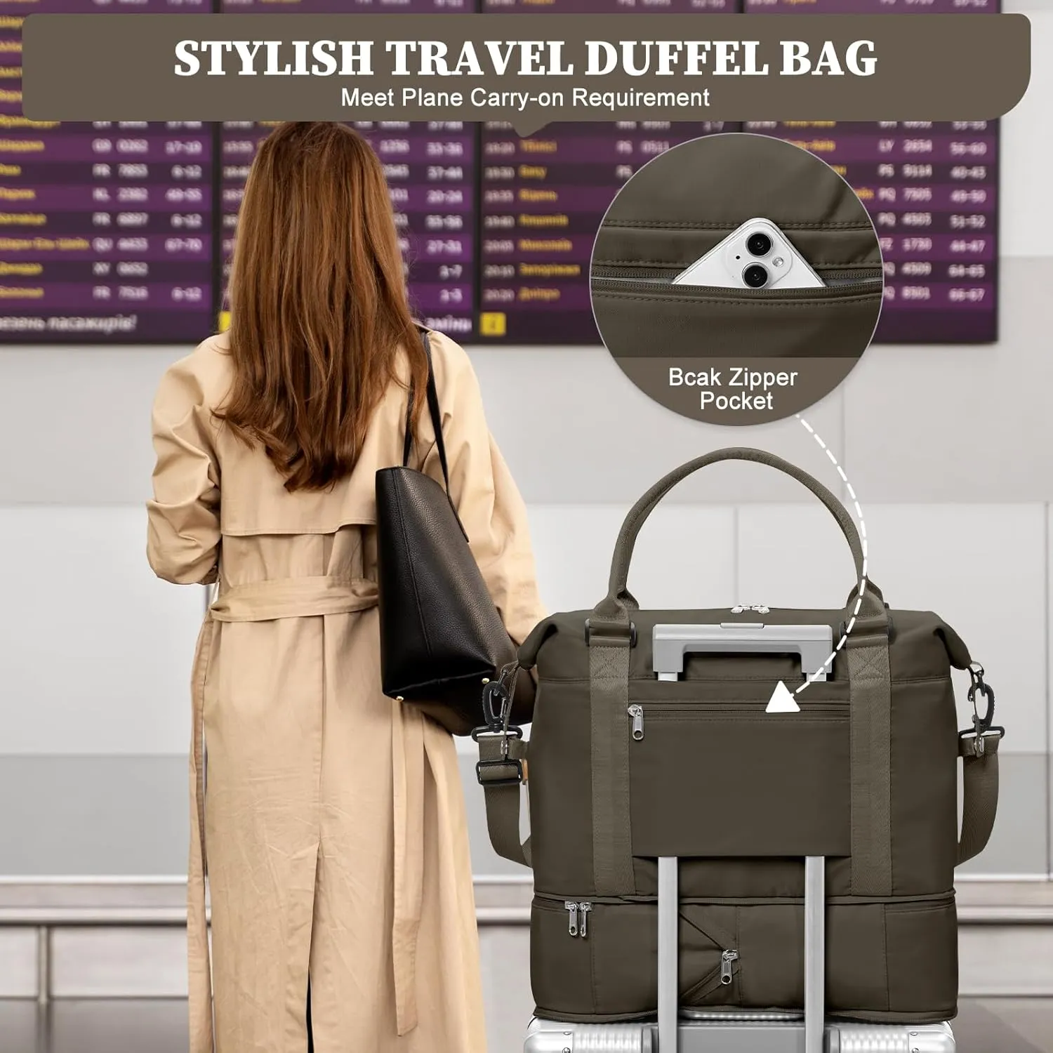 Weekender Bags for Women,Personal Item Travel Bag,Overnight Travel Duffel Bag with Expandable Shoes Compartment & Wet Pocket