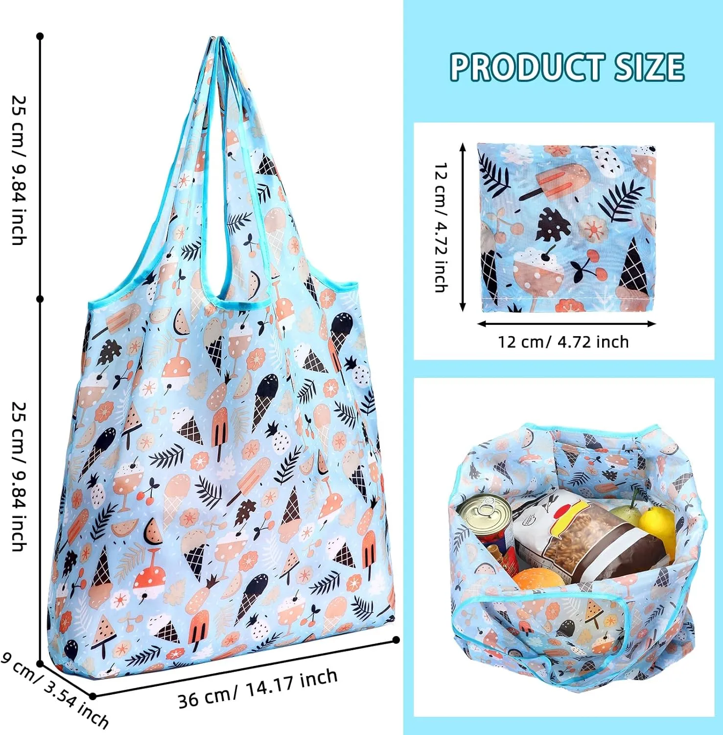 Weewooday 18 Pieces Foldable Reusable Shopping Bags Machine Washable Grocery Bags Waterproof