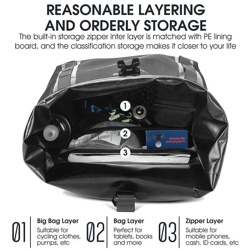 WEST BIKING Expandable Fully Waterproof TPU Bicycle Bag Foldable 15-20L Pannier Bike Rear Carrier Bag MTB Accessories Hand Bags