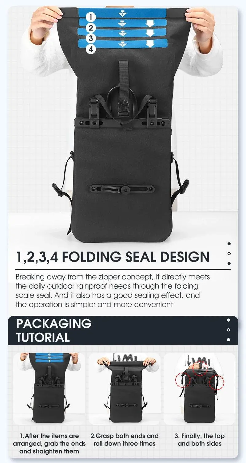 WEST BIKING Expandable Fully Waterproof TPU Bicycle Bag Foldable 15-20L Pannier Bike Rear Carrier Bag MTB Accessories Hand Bags