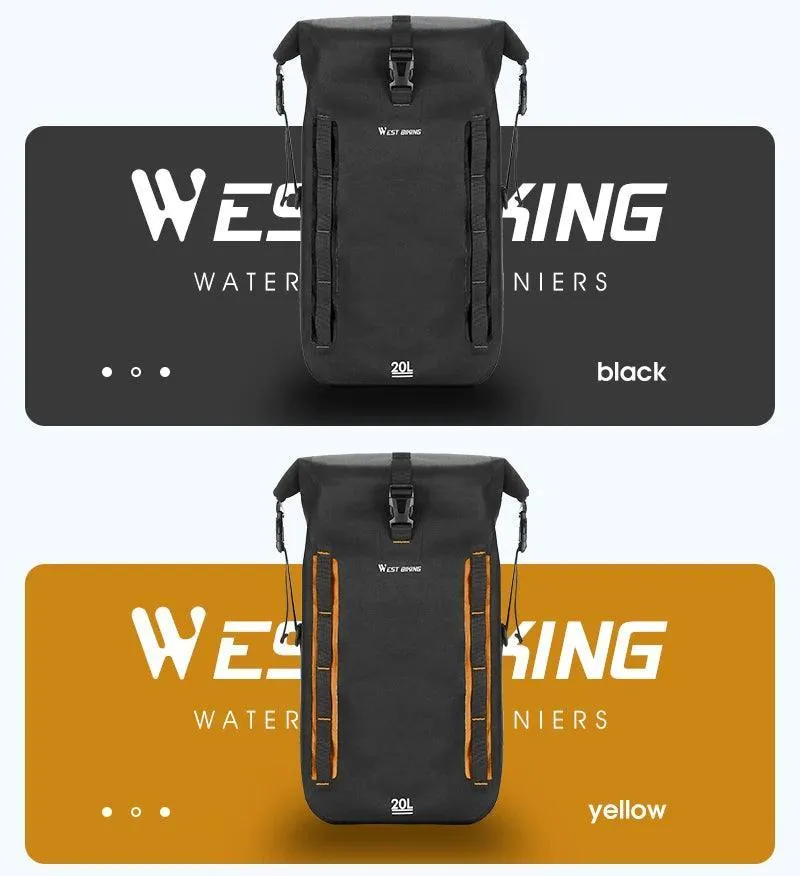 WEST BIKING Expandable Fully Waterproof TPU Bicycle Bag Foldable 15-20L Pannier Bike Rear Carrier Bag MTB Accessories Hand Bags