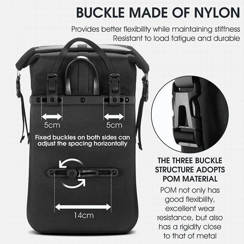 WEST BIKING Expandable Fully Waterproof TPU Bicycle Bag Foldable 15-20L Pannier Bike Rear Carrier Bag MTB Accessories Hand Bags