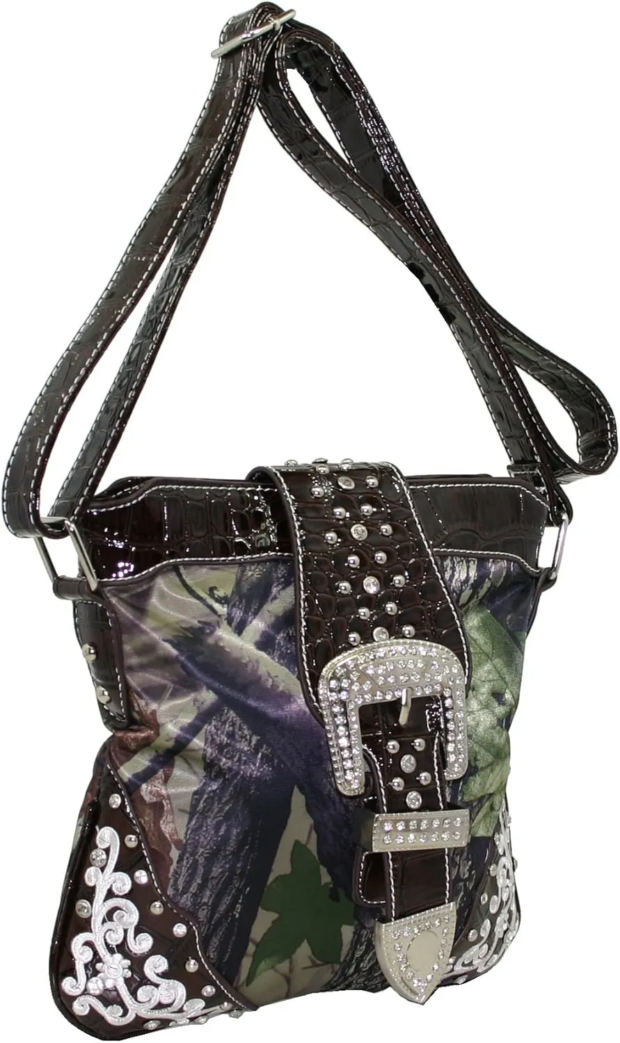 Western Rhinestone Cross Body Messenger Bag Matching Wallet
