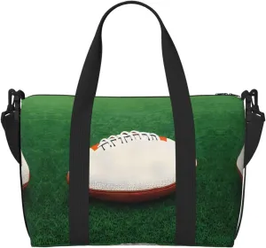 White Rugby Ball Hand-held messenger travel bag, suitable for work, travel, fitness, tourism, women's casual handbag with zipper,