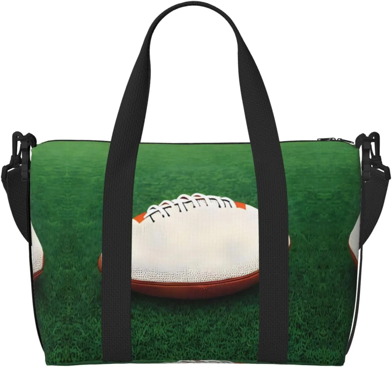 White Rugby Ball Hand-held messenger travel bag, suitable for work, travel, fitness, tourism, women's casual handbag with zipper,