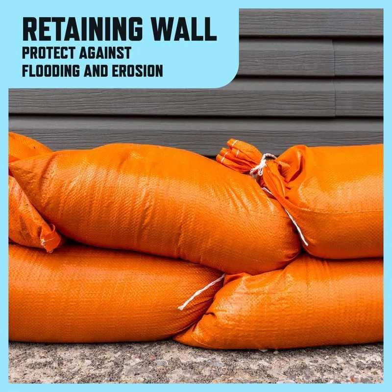 White Sand Bags for Flooding - Empty Sandbags Heavy Duty Outdoor with Tie Strings for Flood Control - 50lb Capacity 1600 Hours of UV Protection Woven Polypropylene Bags - 14 x 26 Inches Pack of 25