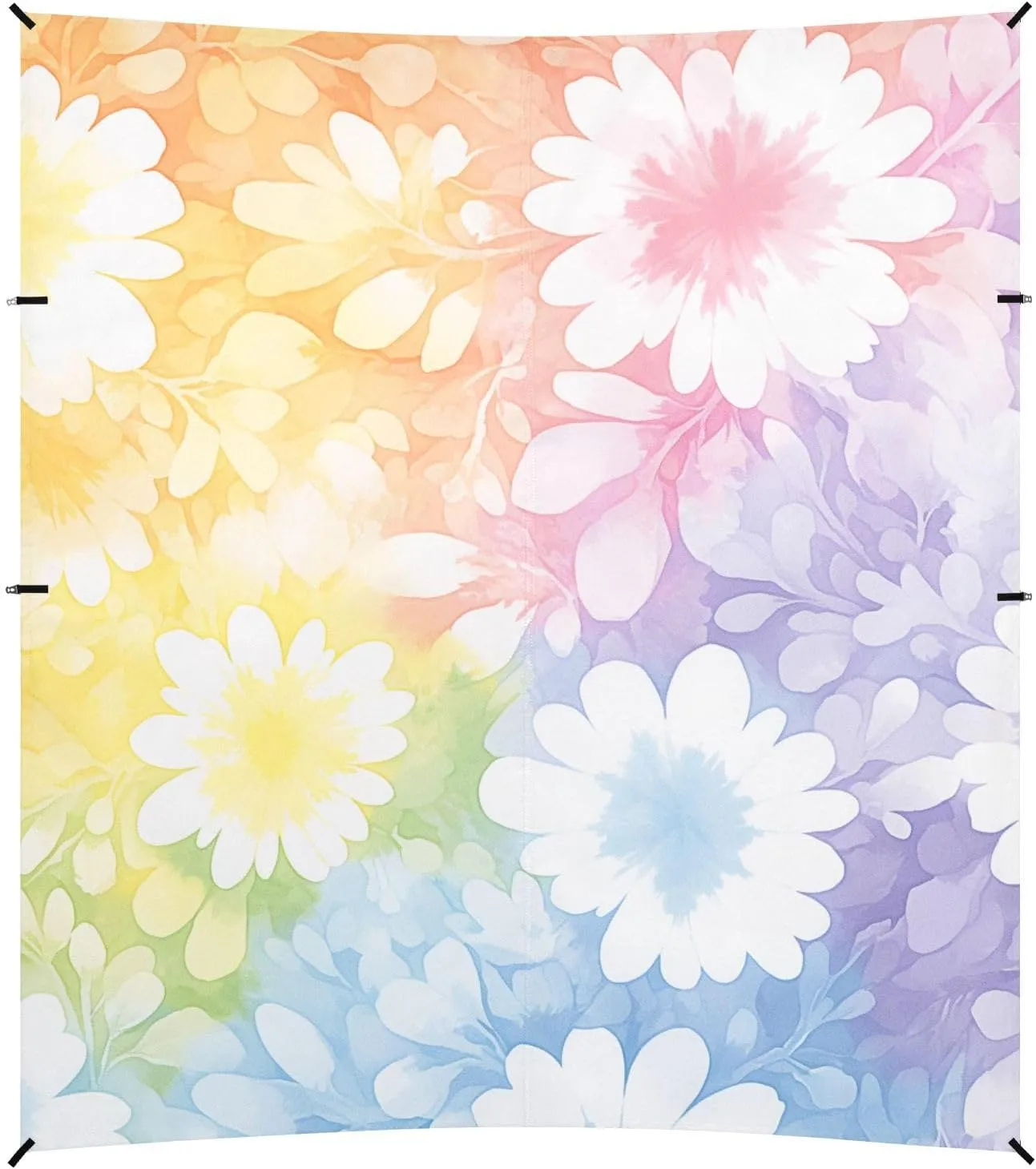 White Tie-dye Background Rainbow Colors Beach Canopy UPF50  Easy Setup Large Portable Sun Shelter with Carrying Bag for Backyard and Camping