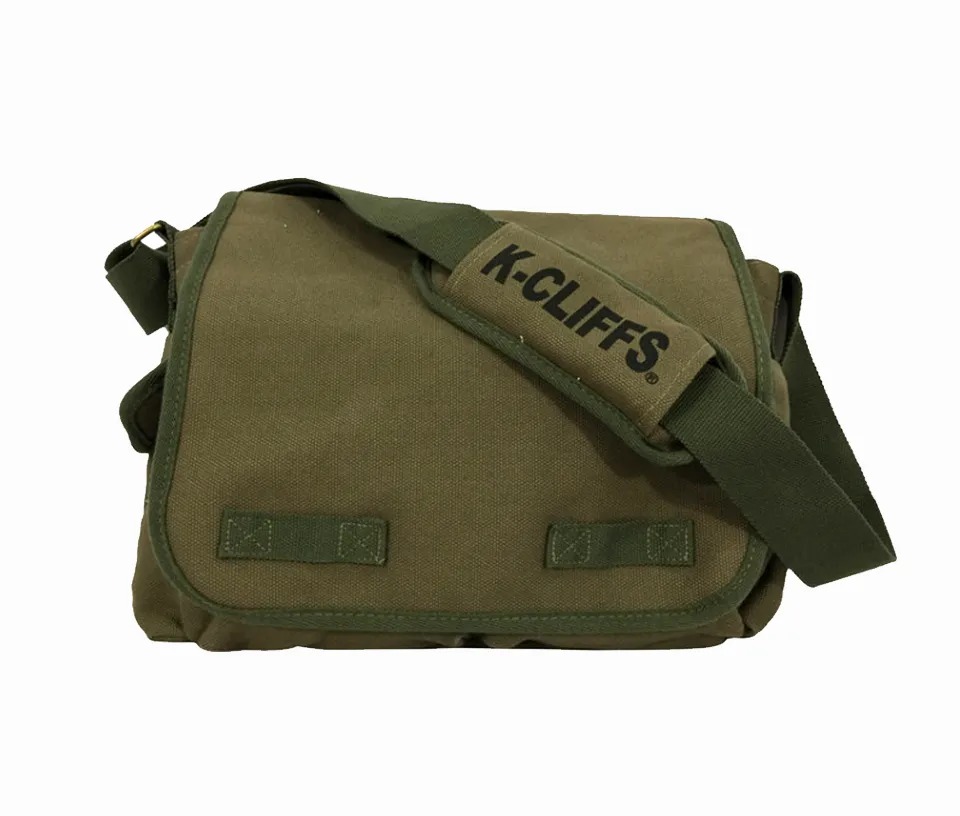 Wholesale Case Lot: 10 pc Vintage Military Canvas Messenger Bag: Classic, Heavy-Duty Laptop Bookbag for Students, School, and Travel  |||   10 PACKS | $26.99 PER PACK