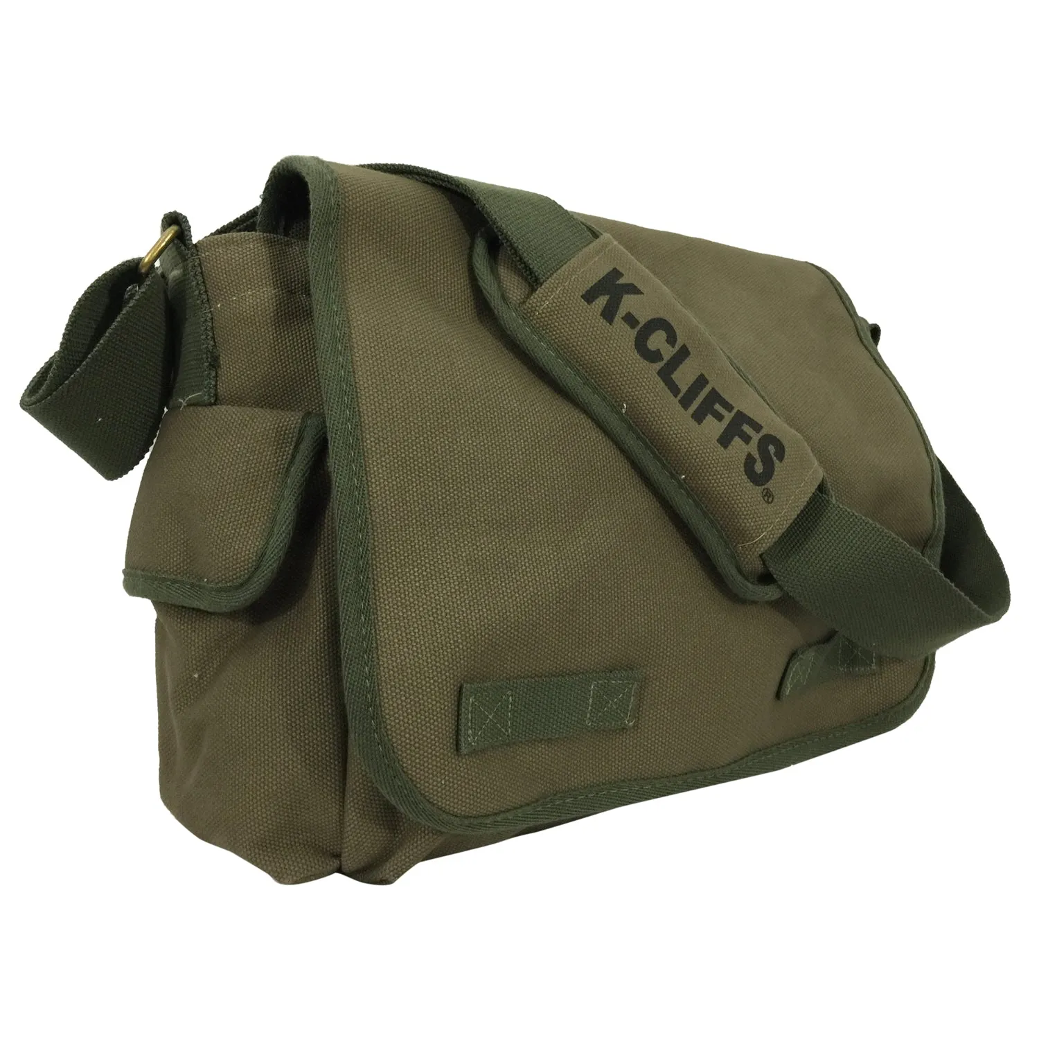 Wholesale Case Lot: 10 pc Vintage Military Canvas Messenger Bag: Classic, Heavy-Duty Laptop Bookbag for Students, School, and Travel  |||   10 PACKS | $26.99 PER PACK