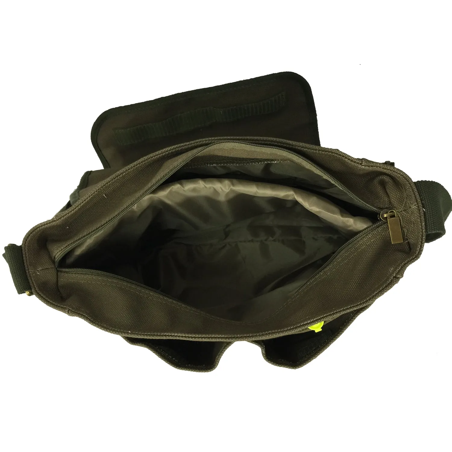 Wholesale Case Lot: 10 pc Vintage Military Canvas Messenger Bag: Classic, Heavy-Duty Laptop Bookbag for Students, School, and Travel  |||   10 PACKS | $26.99 PER PACK