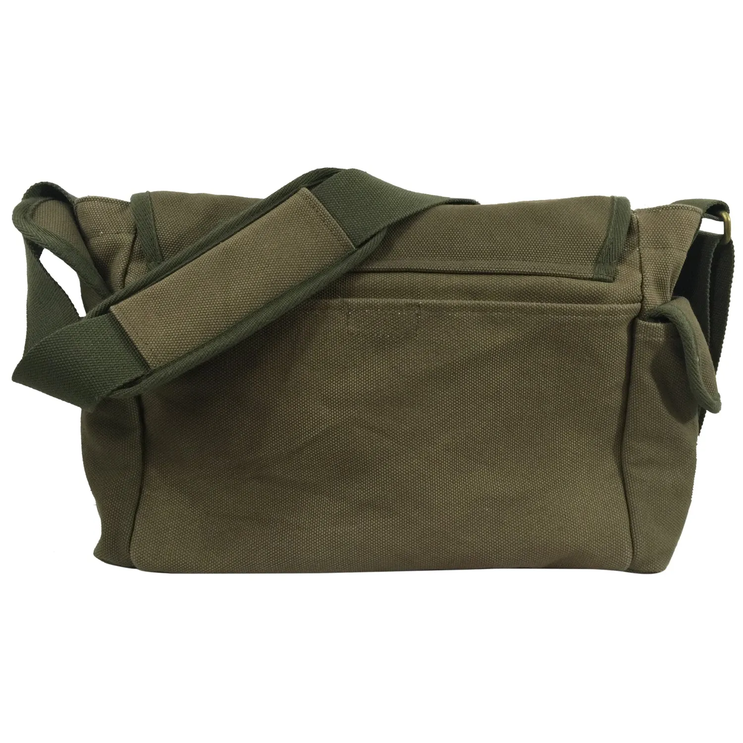 Wholesale Case Lot: 10 pc Vintage Military Canvas Messenger Bag: Classic, Heavy-Duty Laptop Bookbag for Students, School, and Travel  |||   10 PACKS | $26.99 PER PACK