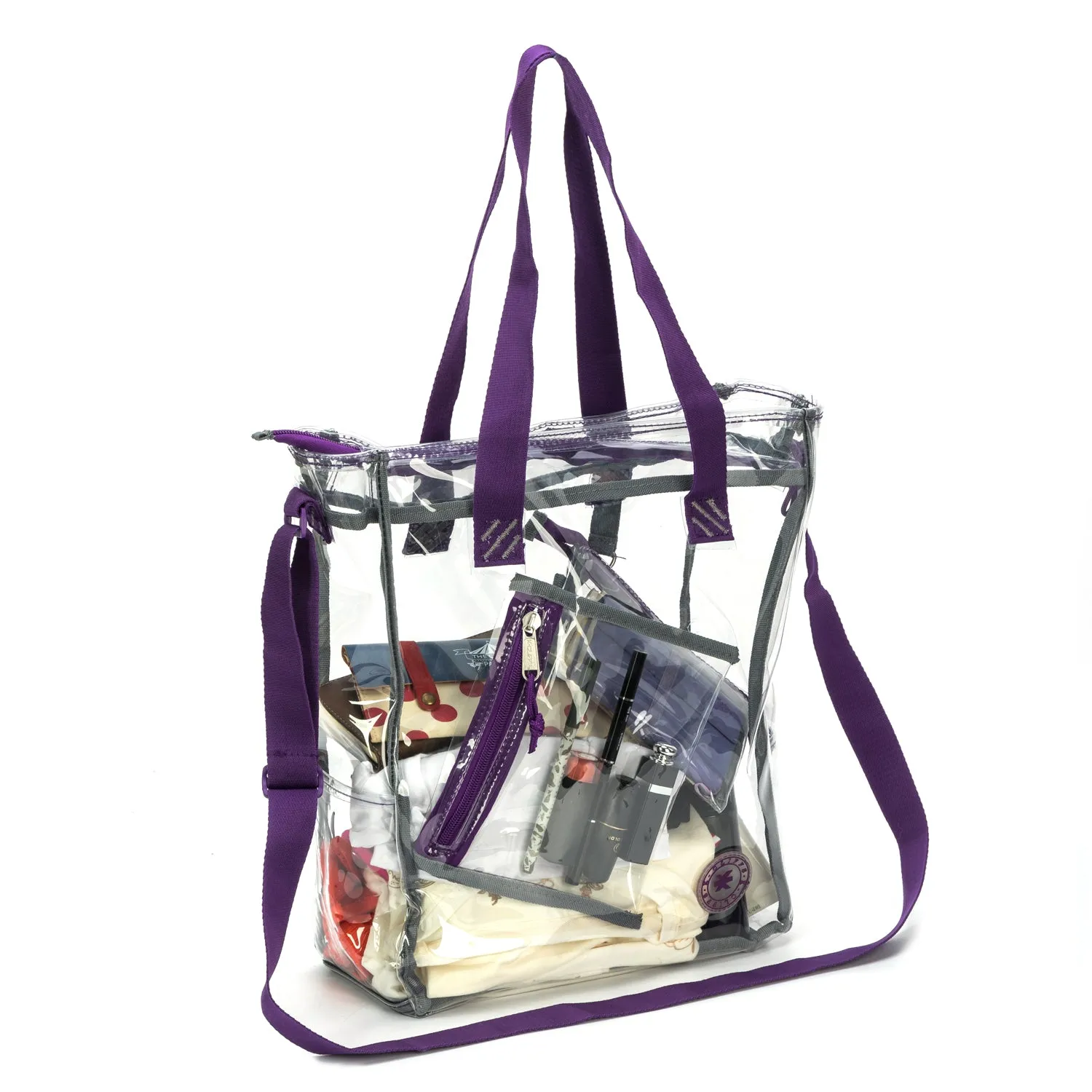 Wholesale Case Lot: 25-Pack Heavy Duty Clear Tote Quality See-Through Messenger Work Bag - Durable Transparent PVC  |||   25 PACKS | $9.99 PER PACK