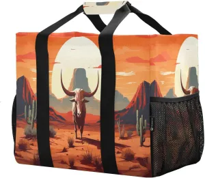 Wilderness Cactus Cow Foldable Travel Duffel Bag for Men Women Waterproof Weekender Overnight Carry On Tote Bag with Comfortable Handle Sports Gym Bag for Airplane Sport Hospital Business Trips