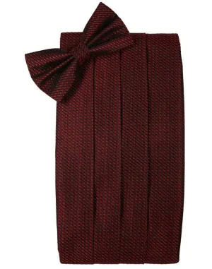 Wine Silk Weave Cummerbund & Bow Tie Set